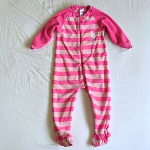 george pink stripes fleece zipper footie sleeper pajamas 18 months baby girl